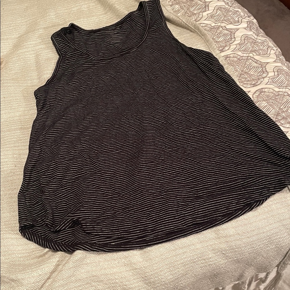 Arizona Jean Company Black and White Striped Tank Top